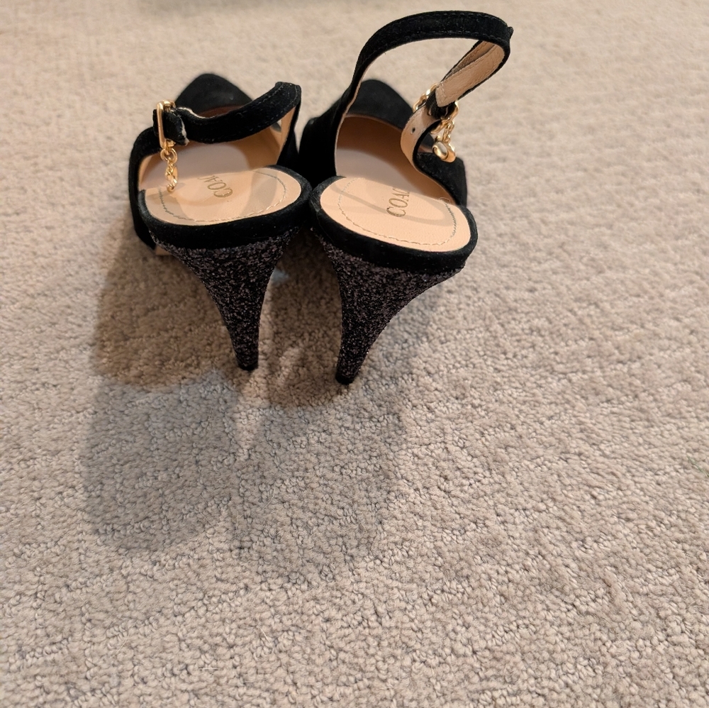 Coach Black Suede Slingback Heels - Picture 2 of 5